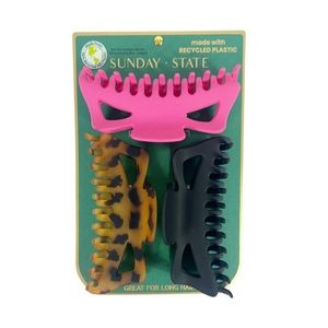 Sunday State 3 Pc 4” Hair Claw Set